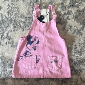 Zara pink denim Minnie Mouse overall dress size 2/3yr never worn with tags
